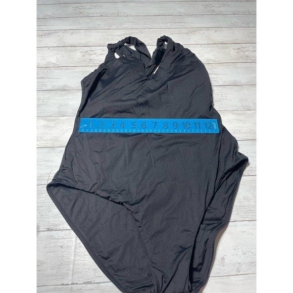 Becca ETC BLACK Plus Size Cross-Back One Piece Swimsuit 0X - Picture 4 of 8
